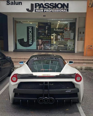 Συσκευές αυτοκινήτων για Ferrari 458 Κουτί σώματος 458 Αναβαθμισμένο Misha Style Μπροστά και πίσω Παρμπέρ πλευρική φούστα κάλυψη σπόιλερ κουτί σώματος