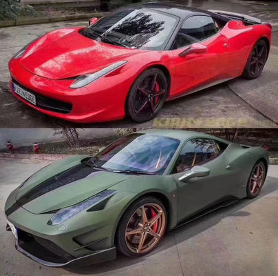 Συσκευές αυτοκινήτων για Ferrari 458 Κουτί σώματος 458 Αναβαθμισμένο Misha Style Μπροστά και πίσω Παρμπέρ πλευρική φούστα κάλυψη σπόιλερ κουτί σώματος
