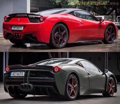 Συσκευές αυτοκινήτων για Ferrari 458 Κουτί σώματος 458 Αναβαθμισμένο Misha Style Μπροστά και πίσω Παρμπέρ πλευρική φούστα κάλυψη σπόιλερ κουτί σώματος