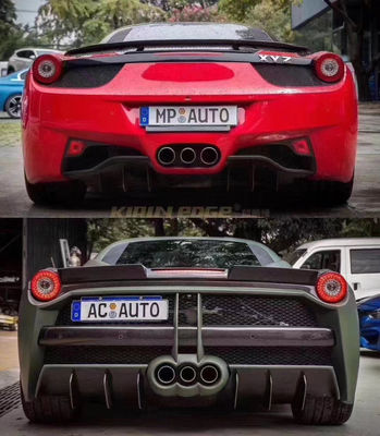 Συσκευές αυτοκινήτων για Ferrari 458 Κουτί σώματος 458 Αναβαθμισμένο Misha Style Μπροστά και πίσω Παρμπέρ πλευρική φούστα κάλυψη σπόιλερ κουτί σώματος