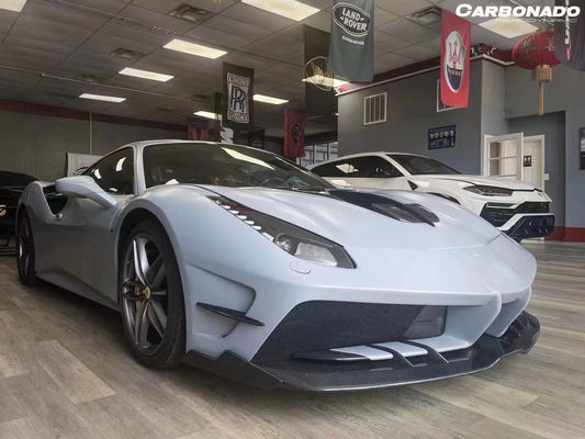 Για Ferrari 488 Carbon Fiber Kit 488 Αναβαθμισμένο Misha Style Μπροστά και πίσω Bumper Spoiler Hood Carbon Fiber Kit