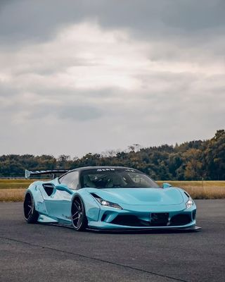 F8 Ferrari Auto Body Kit LB Στυλ Blue Carbon Fiber Spoiler Lip Wide Body Kit Τροχιακό τόξο