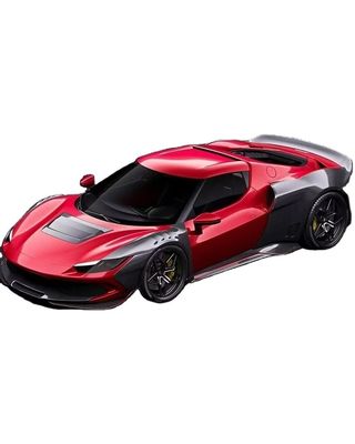 Κόκκινη Ferrari 296 Automobile Body Kit ZE Style Diffuser Carbon Fiber Μπροστά χείλος Spoiler