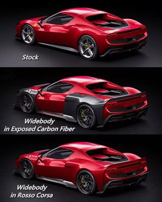 Κόκκινη Ferrari 296 Automobile Body Kit ZE Style Diffuser Carbon Fiber Μπροστά χείλος Spoiler