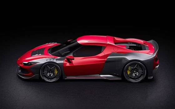 Κόκκινη Ferrari 296 Automobile Body Kit ZE Style Diffuser Carbon Fiber Μπροστά χείλος Spoiler