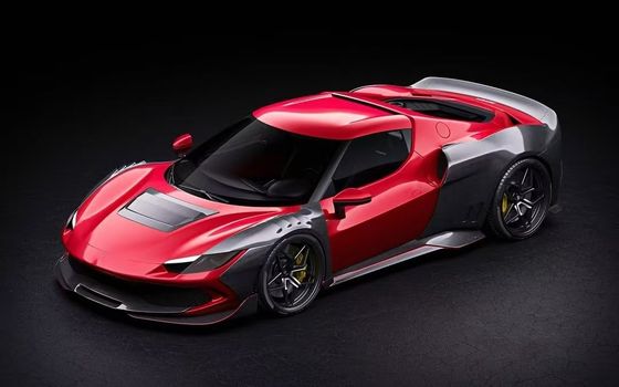 Κόκκινη Ferrari 296 Automobile Body Kit ZE Style Diffuser Carbon Fiber Μπροστά χείλος Spoiler