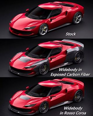 Κόκκινη Ferrari 296 Automobile Body Kit ZE Style Diffuser Carbon Fiber Μπροστά χείλος Spoiler