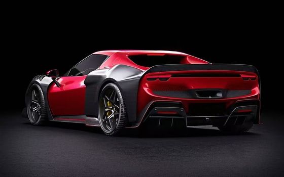 Κόκκινη Ferrari 296 Automobile Body Kit ZE Style Diffuser Carbon Fiber Μπροστά χείλος Spoiler