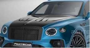 Αυτοκινητό Μπλε Bentley Bentayga Σώμα Κιτ Widebody Ανθρακονήματα Μπροστά χείλη Diffuser Wing Hood