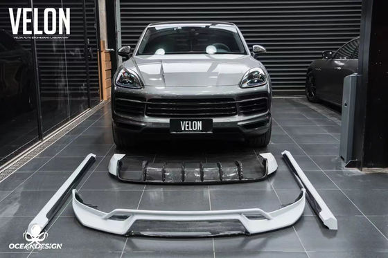 Αντικατάσταση 2019 Porsche Cayenne Σώμα Κίτ Πλευρές φούστες ξηρό διοχέτευση ινών άνθρακα Spoiler