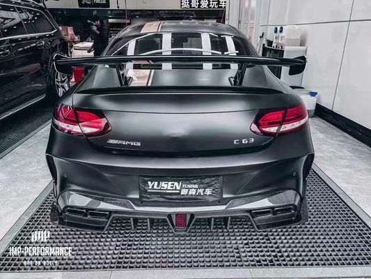 Τμήματα αυτοκινήτου για Mercedes C63 C63S Coupé Kit Κεφάλαιο Κεφάλαιο Κεφάλαιο C63 C63S Coupé Upgraded IMP Style Front and Rear Bumper Spoiler
