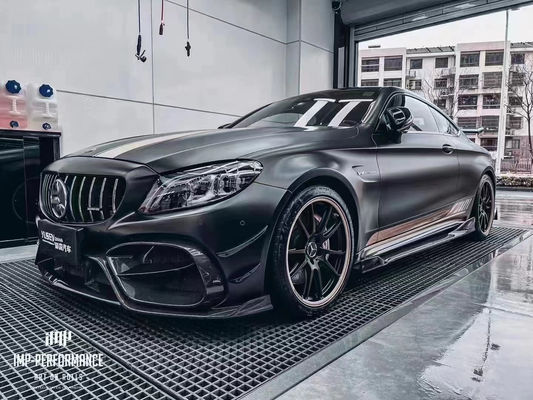 Τμήματα αυτοκινήτου για Mercedes C63 C63S Coupé Kit Κεφάλαιο Κεφάλαιο Κεφάλαιο C63 C63S Coupé Upgraded IMP Style Front and Rear Bumper Spoiler
